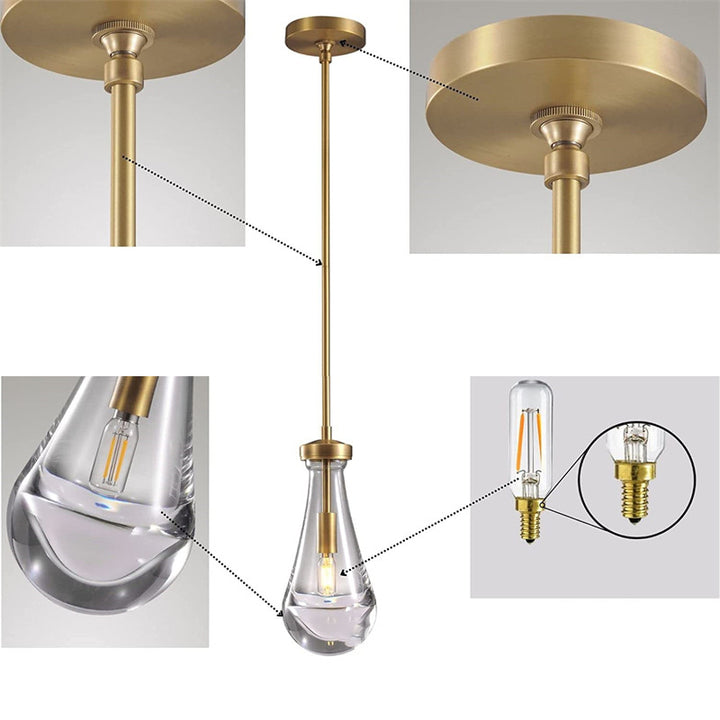 Suspension contemporaine scandinave conique ronde en verre cristal et fer à 1 lumière pour chambre 