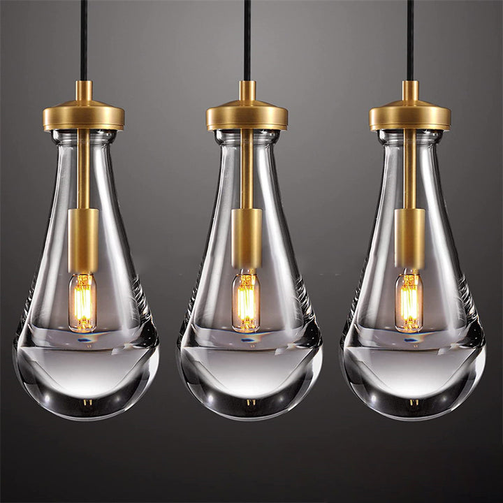 Suspension contemporaine scandinave conique ronde en verre cristal et fer à 1 lumière pour chambre 