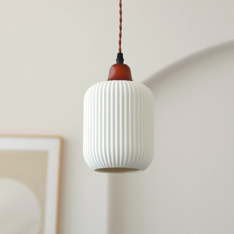 Lanterne de champignon nain japonais traditionnelle en céramique, bois massif et fer, suspension 1 lumière pour chambre à coucher 