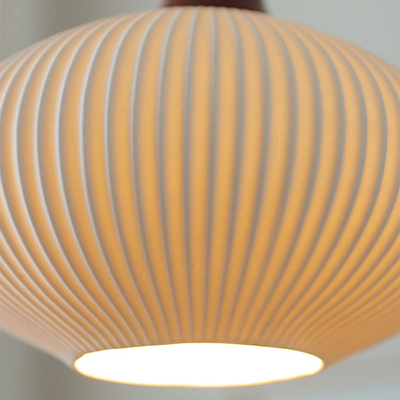 Lanterne de champignon nain japonais traditionnelle en céramique, bois massif et fer, suspension 1 lumière pour chambre à coucher 