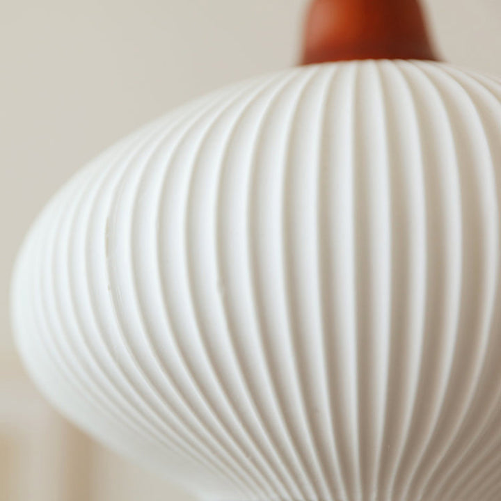 Lanterne de champignon nain japonais traditionnelle en céramique, bois massif et fer, suspension 1 lumière pour chambre à coucher 