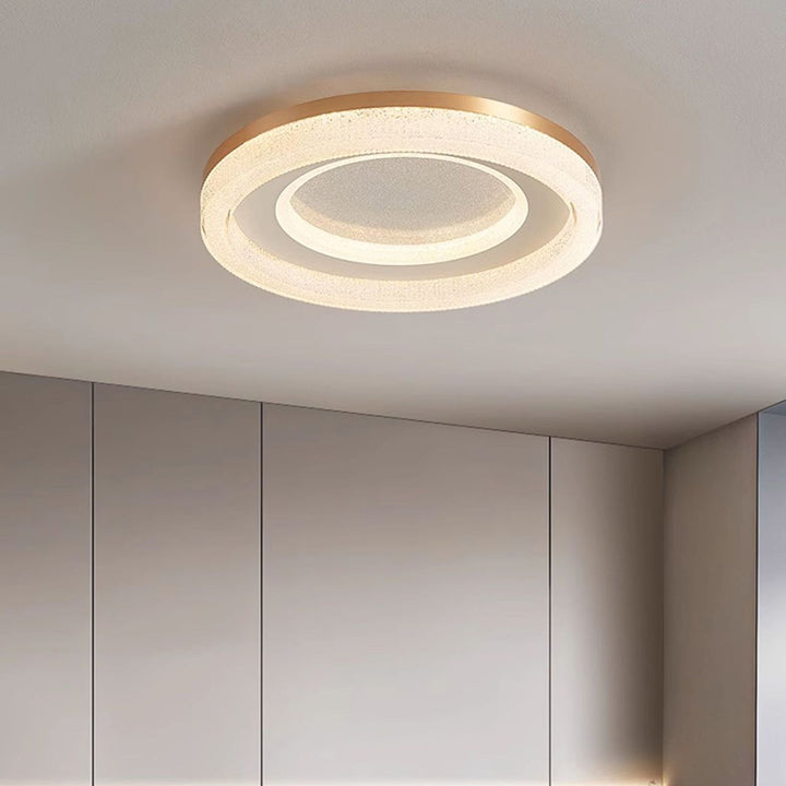 Luz de techo LED empotrada moderna minimalista redonda de acrílico cristal arena con herrajes para dormitorio 