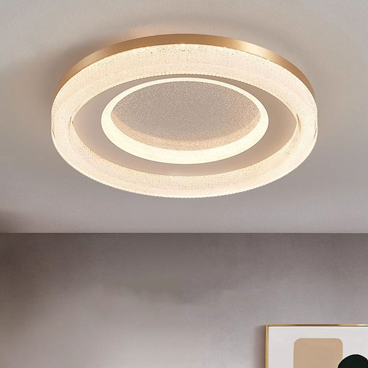 Luz de techo LED empotrada moderna minimalista redonda de acrílico cristal arena con herrajes para dormitorio 