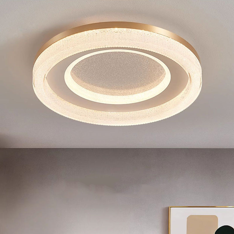 Plafonnier LED moderne minimaliste rond en cristal acrylique avec quincaillerie pour chambre 