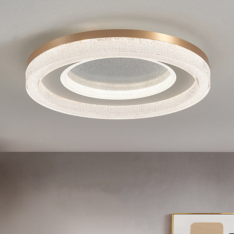 Luz de techo LED empotrada moderna minimalista redonda de acrílico cristal arena con herrajes para dormitorio 