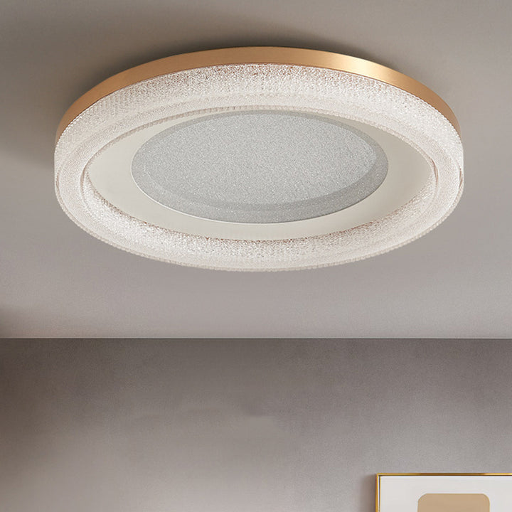 Luz de techo LED empotrada moderna minimalista redonda de acrílico cristal arena con herrajes para dormitorio 