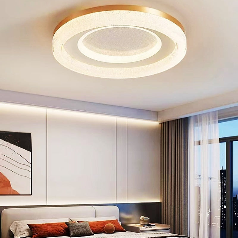 Plafonnier LED moderne minimaliste rond en cristal acrylique avec quincaillerie pour chambre 