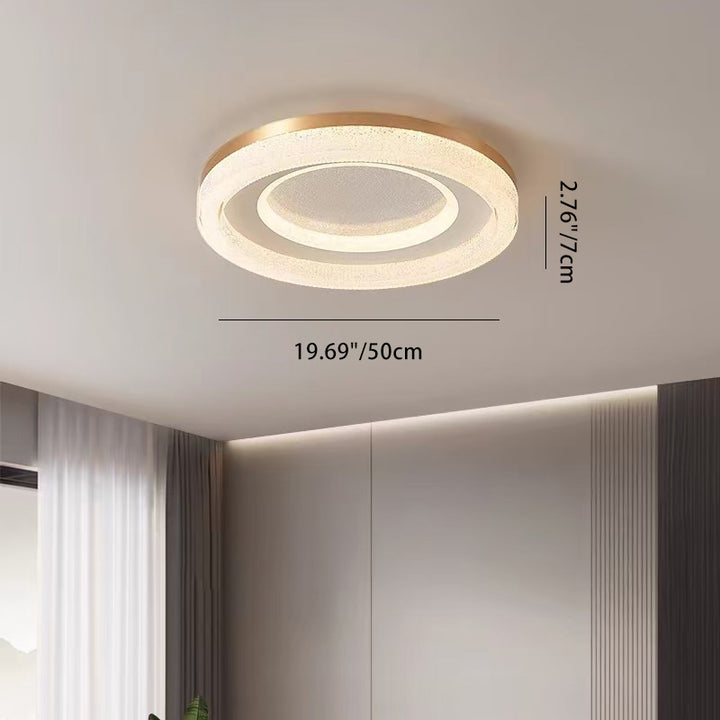 Luz de techo LED empotrada moderna minimalista redonda de acrílico cristal arena con herrajes para dormitorio 