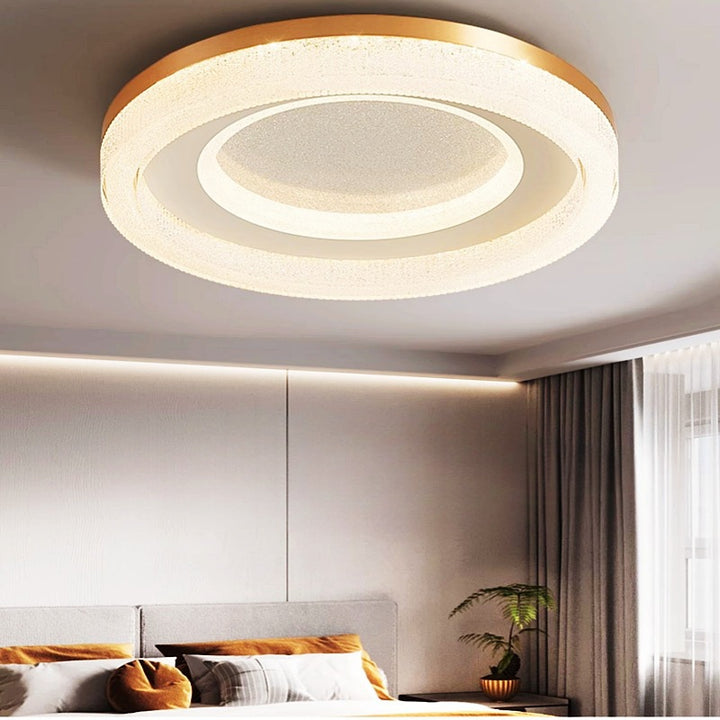 Luz de techo LED empotrada moderna minimalista redonda de acrílico cristal arena con herrajes para dormitorio 