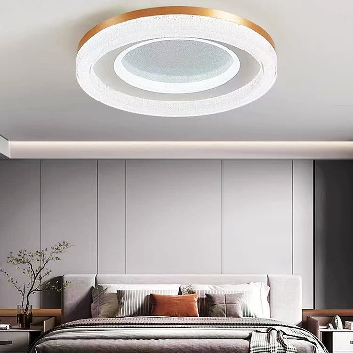 Luz de techo LED empotrada moderna minimalista redonda de acrílico cristal arena con herrajes para dormitorio 