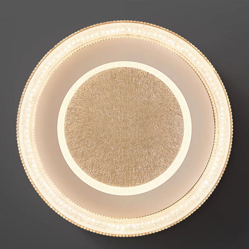 Luz de techo LED empotrada moderna minimalista redonda de acrílico cristal arena con herrajes para dormitorio 