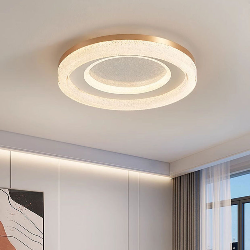 Luz de techo LED empotrada moderna minimalista redonda de acrílico cristal arena con herrajes para dormitorio 