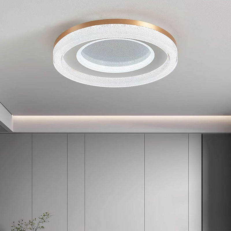 Luz de techo LED empotrada moderna minimalista redonda de acrílico cristal arena con herrajes para dormitorio 