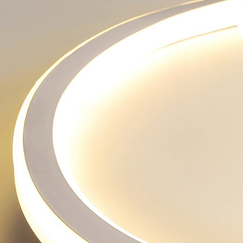 Zeitgenössische skandinavische geschwungene Linie, runde, weiche Silikon-Eisen-Aluminium-LED-Deckenleuchte für Schlafzimmer 