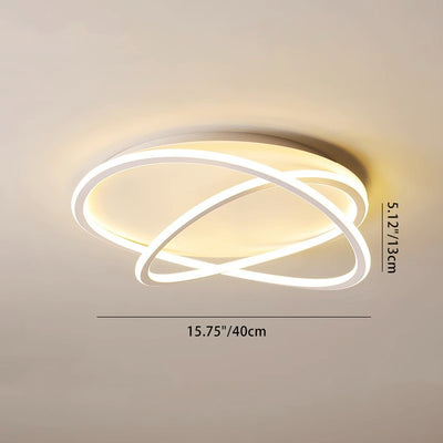 Zeitgenössische skandinavische geschwungene Linie, runde, weiche Silikon-Eisen-Aluminium-LED-Deckenleuchte für Schlafzimmer 