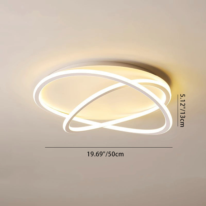 Zeitgenössische skandinavische geschwungene Linie, runde, weiche Silikon-Eisen-Aluminium-LED-Deckenleuchte für Schlafzimmer 