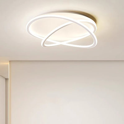 Zeitgenössische skandinavische geschwungene Linie, runde, weiche Silikon-Eisen-Aluminium-LED-Deckenleuchte für Schlafzimmer 