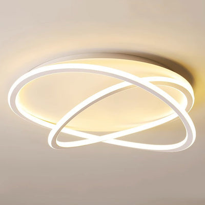 Zeitgenössische skandinavische geschwungene Linie, runde, weiche Silikon-Eisen-Aluminium-LED-Deckenleuchte für Schlafzimmer 