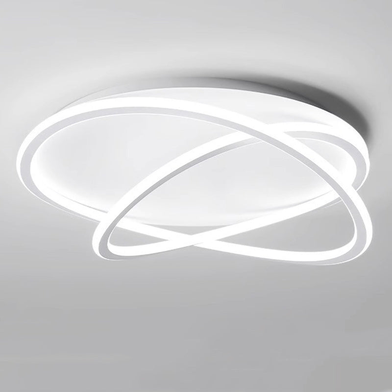 Zeitgenössische skandinavische geschwungene Linie, runde, weiche Silikon-Eisen-Aluminium-LED-Deckenleuchte für Schlafzimmer 