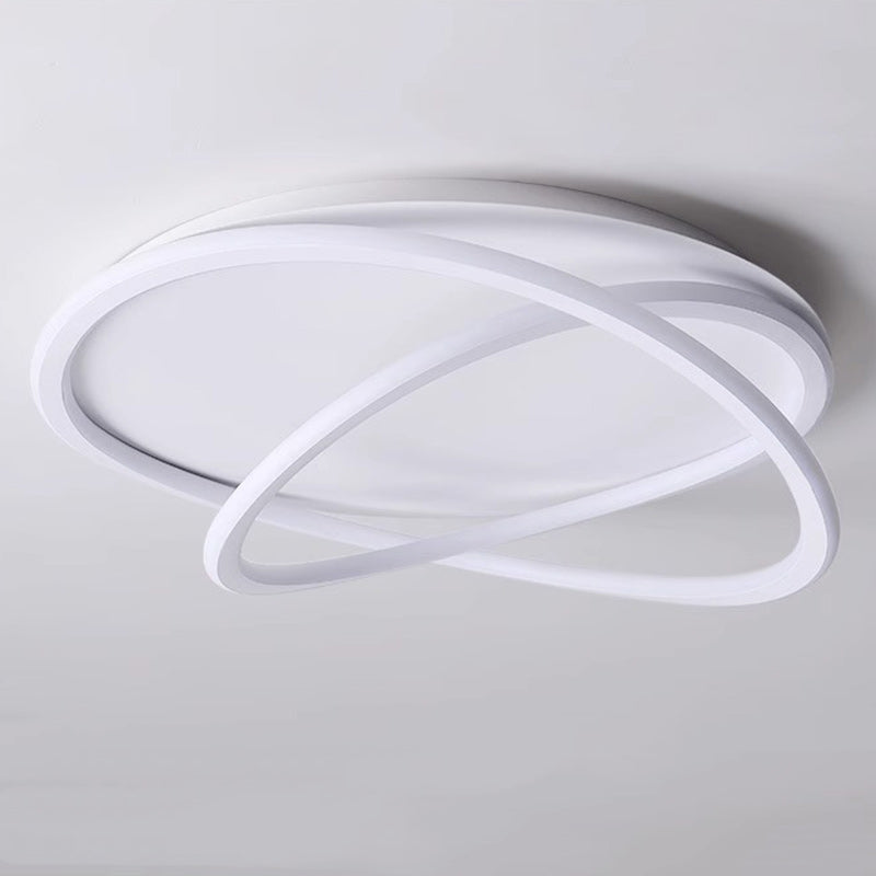 Zeitgenössische skandinavische geschwungene Linie, runde, weiche Silikon-Eisen-Aluminium-LED-Deckenleuchte für Schlafzimmer 