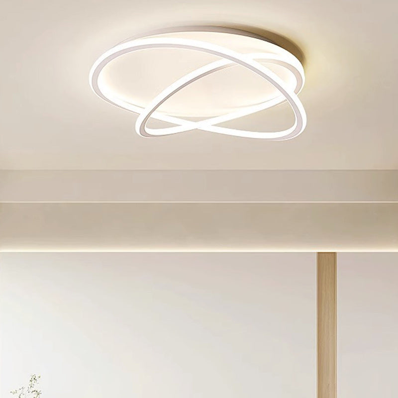 Zeitgenössische skandinavische geschwungene Linie, runde, weiche Silikon-Eisen-Aluminium-LED-Deckenleuchte für Schlafzimmer 