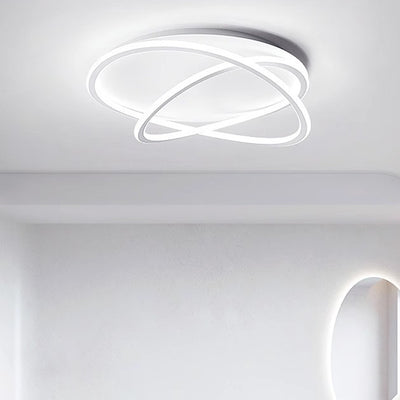 Zeitgenössische skandinavische geschwungene Linie, runde, weiche Silikon-Eisen-Aluminium-LED-Deckenleuchte für Schlafzimmer 