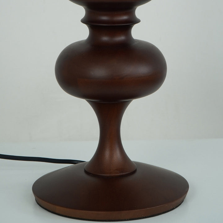 Traditional Vintage Crushed Flower Round Orb Fabric Ceramic 1-Light Table Lamp For Living Room