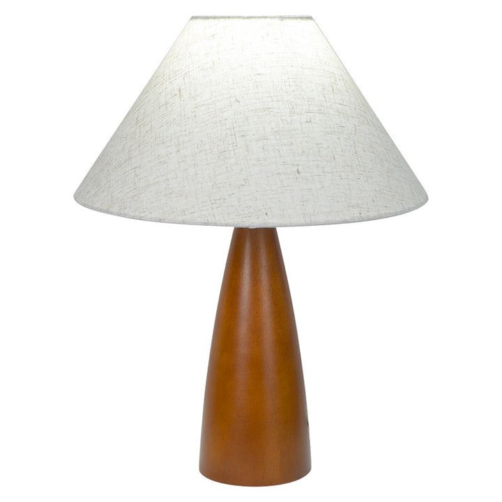 Traditional Vintage Crushed Cone Cylinder Fabric Solid Wood 1-Light Table Lamp For Bedroom