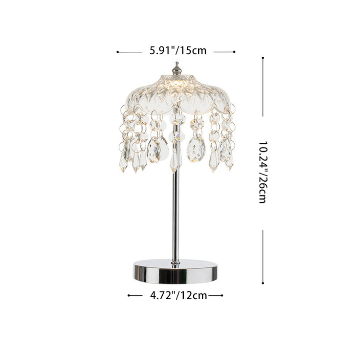 Modern Luxury Pendant Branch Round Crystal Iron 1-Light Table Lamp For Bedroom