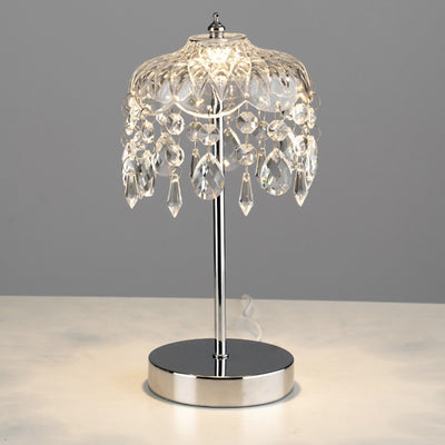 Modern Luxury Pendant Branch Round Crystal Iron 1-Light Table Lamp For Bedroom