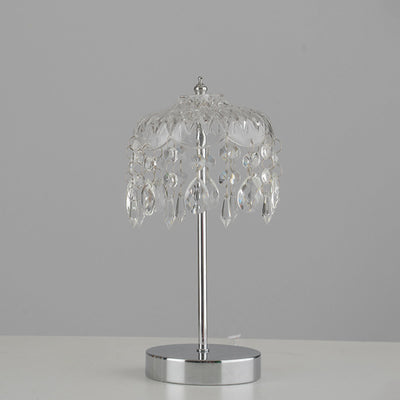 Modern Luxury Pendant Branch Round Crystal Iron 1-Light Table Lamp For Bedroom