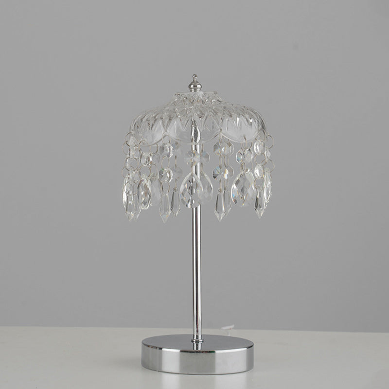 Modern Luxury Pendant Branch Round Crystal Iron 1-Light Table Lamp For Bedroom