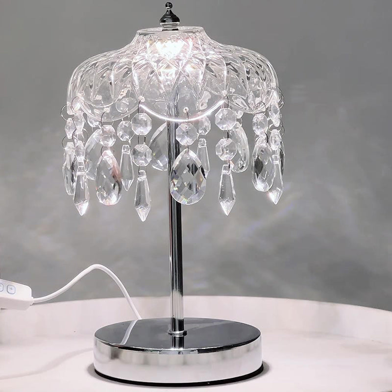Modern Luxury Pendant Branch Round Crystal Iron 1-Light Table Lamp For Bedroom