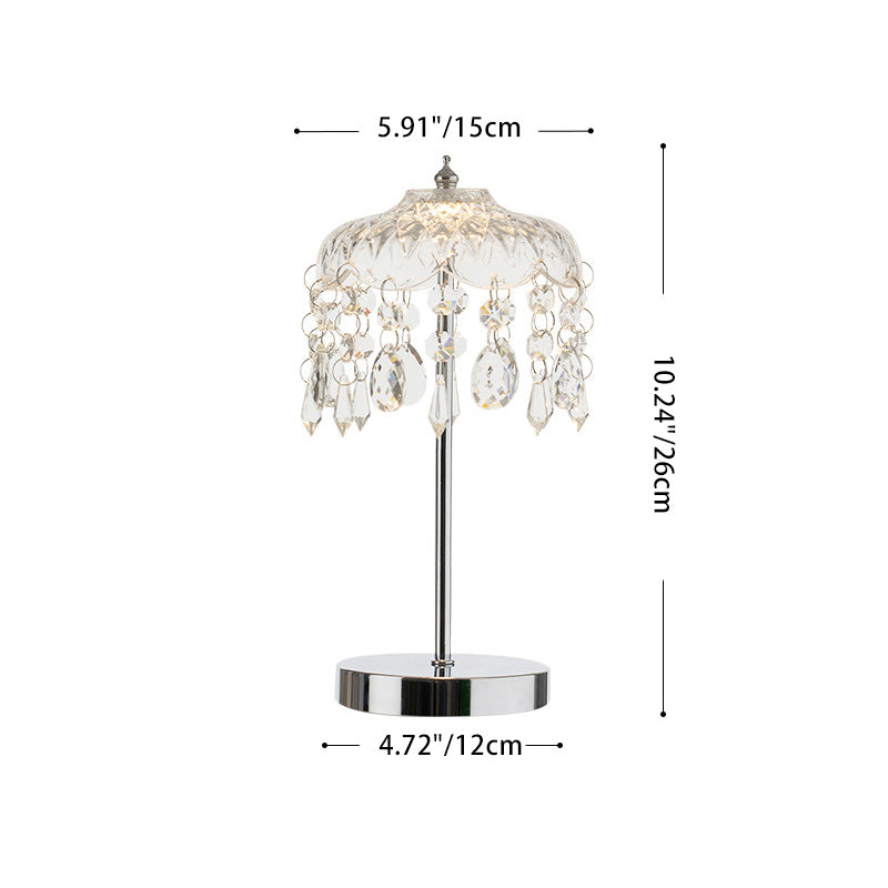Modern Luxury Pendant Branch Round Crystal Iron 1-Light Table Lamp For Bedroom