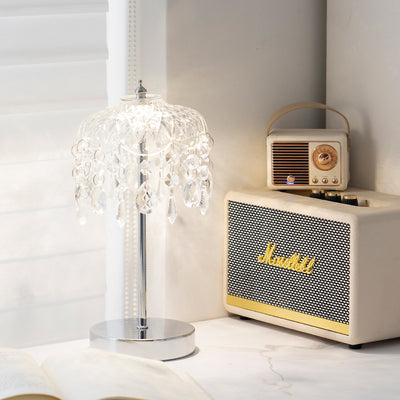 Modern Luxury Pendant Branch Round Crystal Iron 1-Light Table Lamp For Bedroom