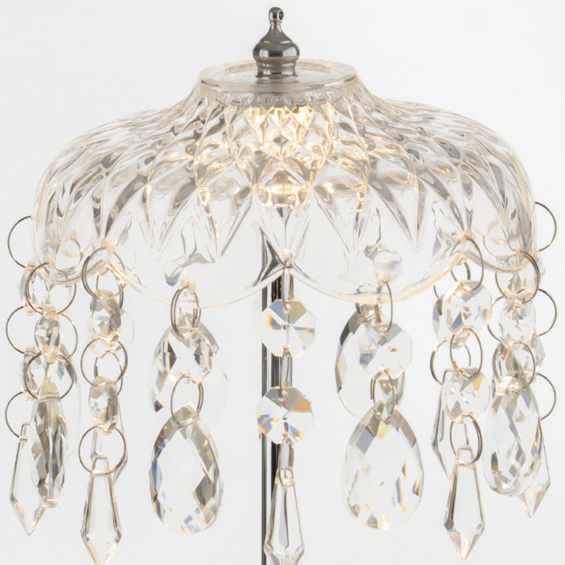 Modern Luxury Pendant Branch Round Crystal Iron 1-Light Table Lamp For Bedroom