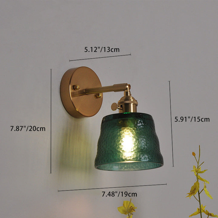 Zeitgenössische skandinavische Strohhut-Wandleuchte mit grüner Blume, rund, Glas, Eisen, 1 Licht, für Wohnzimmer 