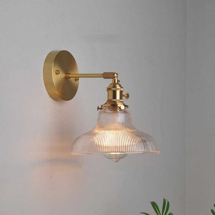 Zeitgenössische skandinavische Strohhut-Wandleuchte mit grüner Blume, rund, Glas, Eisen, 1 Licht, für Wohnzimmer 
