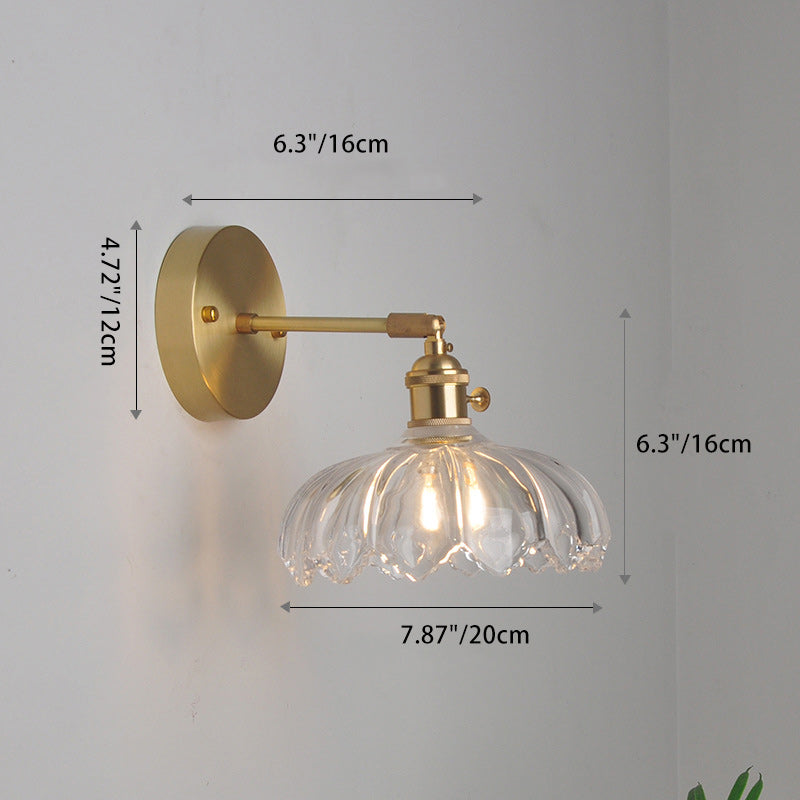 Zeitgenössische skandinavische Strohhut-Wandleuchte mit grüner Blume, rund, Glas, Eisen, 1 Licht, für Wohnzimmer 