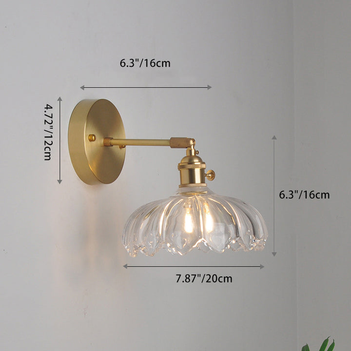 Zeitgenössische skandinavische Strohhut-Wandleuchte mit grüner Blume, rund, Glas, Eisen, 1 Licht, für Wohnzimmer 