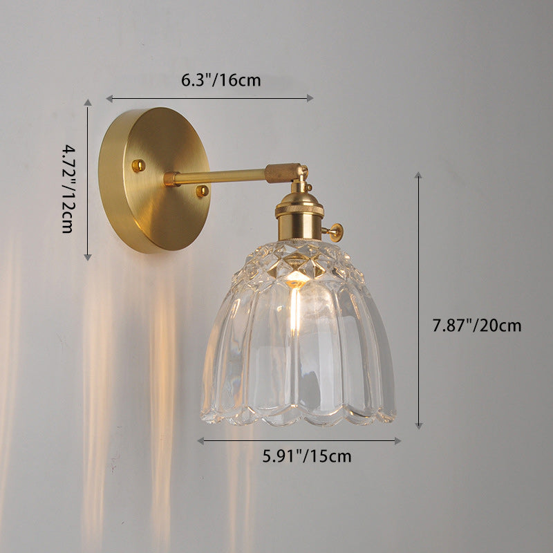 Zeitgenössische skandinavische Strohhut-Wandleuchte mit grüner Blume, rund, Glas, Eisen, 1 Licht, für Wohnzimmer 