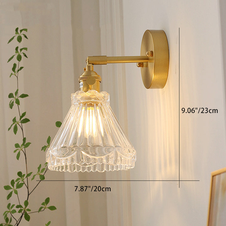 Zeitgenössische skandinavische Strohhut-Wandleuchte mit grüner Blume, rund, Glas, Eisen, 1 Licht, für Wohnzimmer 