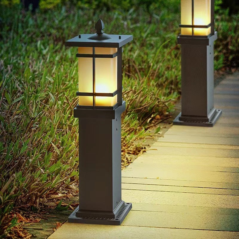 Éclairage paysager moderne minimaliste rectangulaire en verre et aluminium à 1 lumière pour jardin 