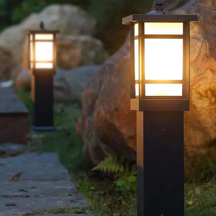 Éclairage paysager moderne minimaliste rectangulaire en verre et aluminium à 1 lumière pour jardin 