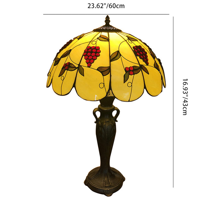 Traditionelle Tiffany-Tischlampe mit rundem Schirm aus Glas und Kunstharz, 1 Licht, für Wohnzimmer 