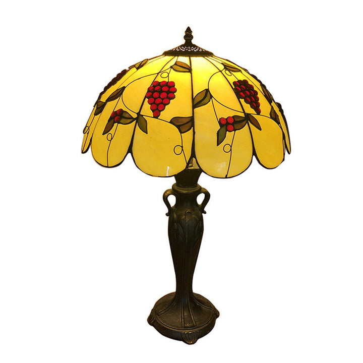 Traditionelle Tiffany-Tischlampe mit rundem Schirm aus Glas und Kunstharz, 1 Licht, für Wohnzimmer 