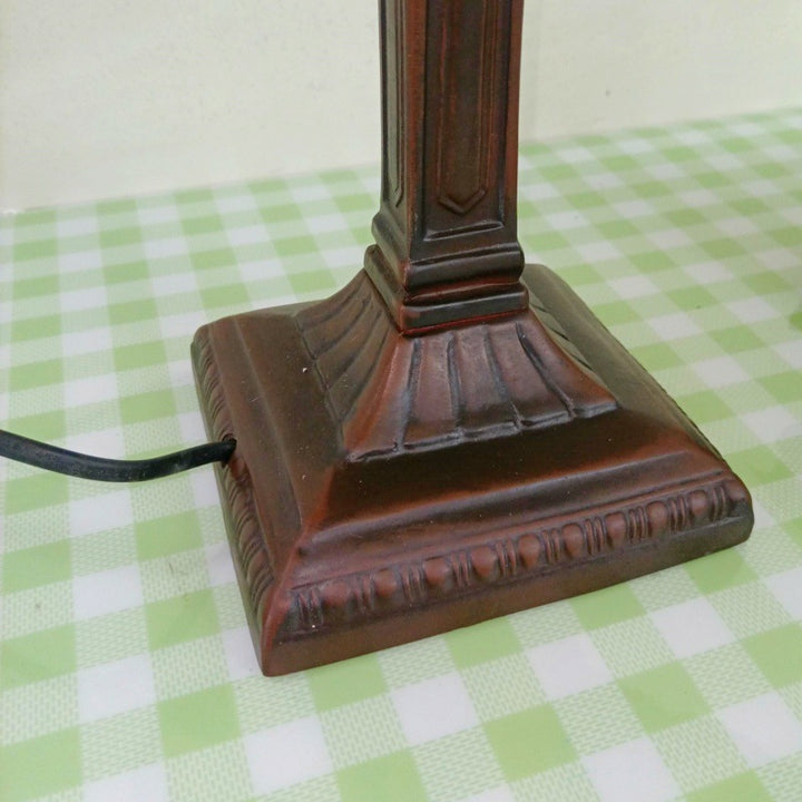 Traditional Vintage Tapered Round Square Glass Resin 1-Light Table Lamp For Living Room