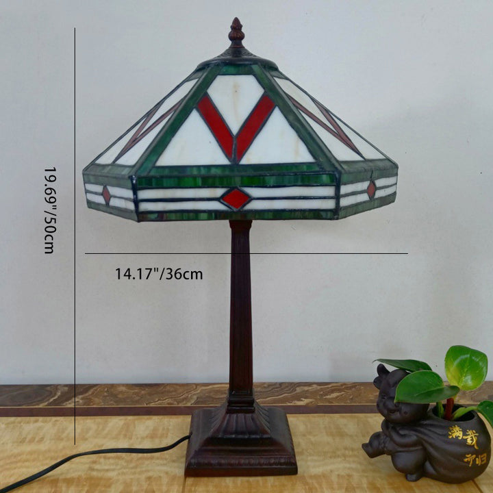 Traditional Vintage Tapered Round Square Glass Resin 1-Light Table Lamp For Living Room