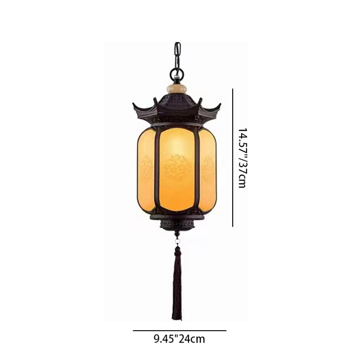 Traditional Chinese Hexagonal Gazebo PC Aluminum 1-Light Pendant Light For Garden