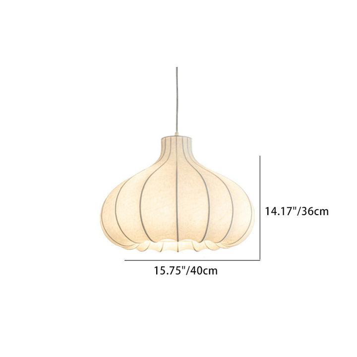 Suspension lumineuse 1 lumière en soie et fer avec abat-jour oignon traditionnel français pour salon 